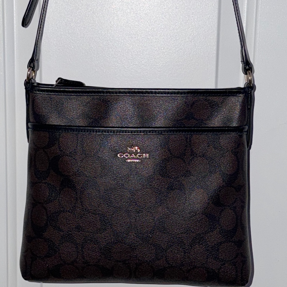 Coach Signature Dark Brown Crossbody Bag - Picture 3 of 5
